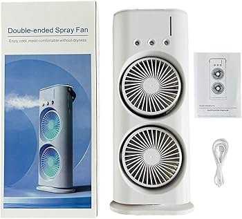 Rechargeable Automatic Rotating Dual Double Spray Mist Fan with Lightening Effects (with Box Packing)