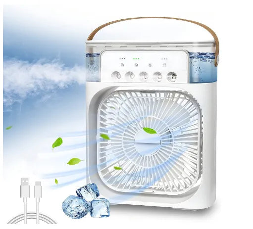 Portable Air Conditioner Fan Usb Electric Fan With Led Night Light, Fine Mist Water, And Humidifier Function | Led Night Light Water Mist Mini Fan Cooler