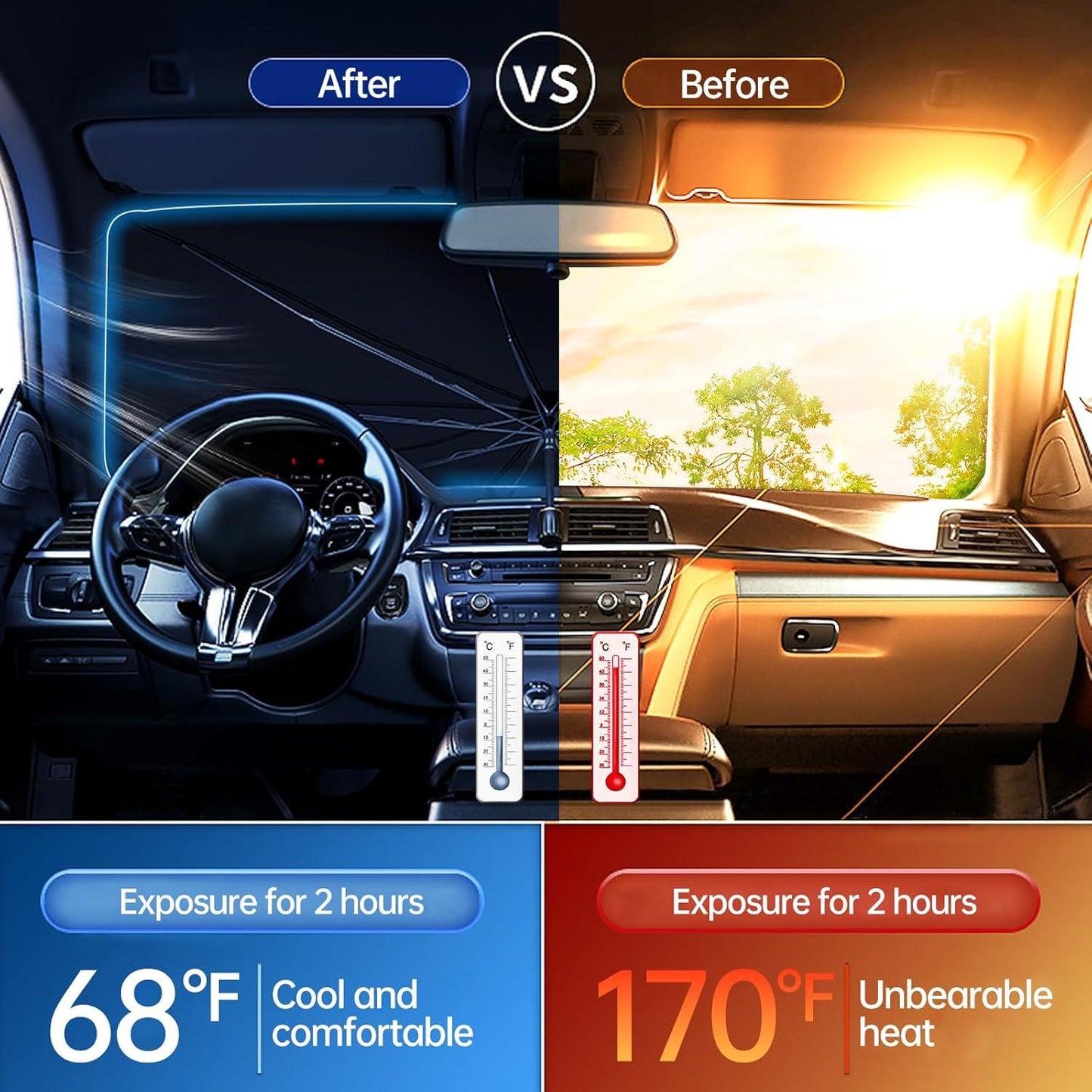GADGETWALA Car Sun Shade Umbrella Foldable Windshield Sun Protector UV Block Cover