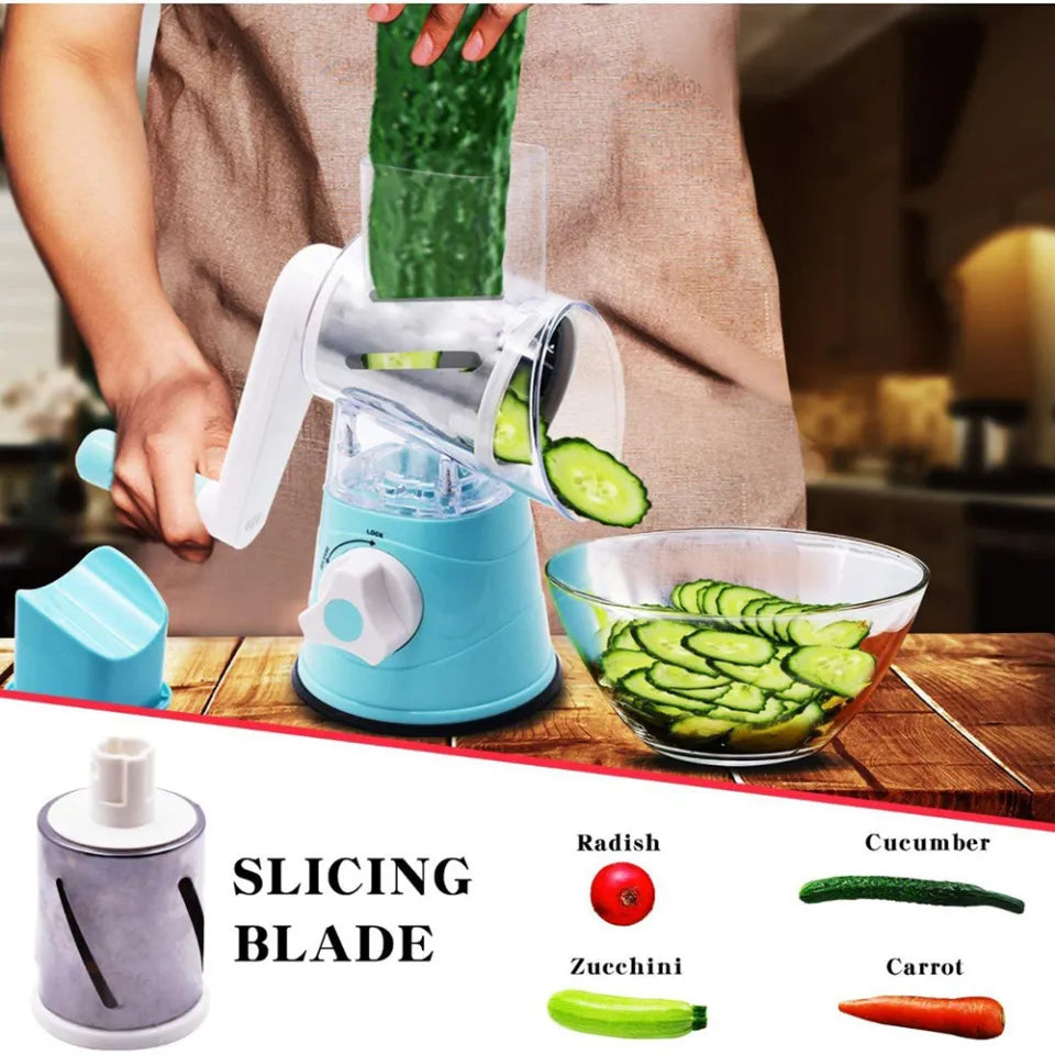 GadgetWala Table Top Drum Vegetable Cutter & Grater – Multifunctional Hand Crank Kitchen Shredder & Potato