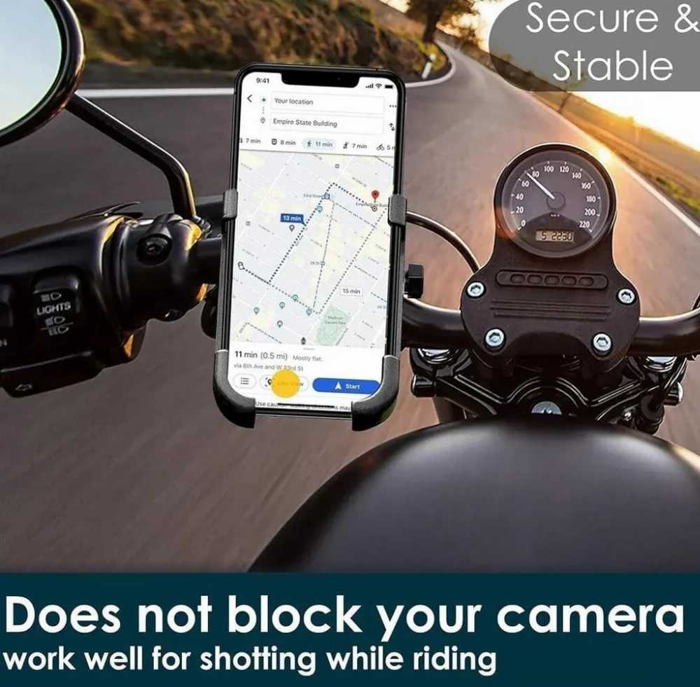 Bike Mobile Holder Stand | 360° Rotation | Anti-Slip Grip | Universal Motorcycle Mount