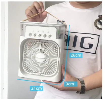 Portable Air Conditioner Fan Usb Electric Fan With Led Night Light, Fine Mist Water, And Humidifier Function | Led Night Light Water Mist Mini Fan Cooler
