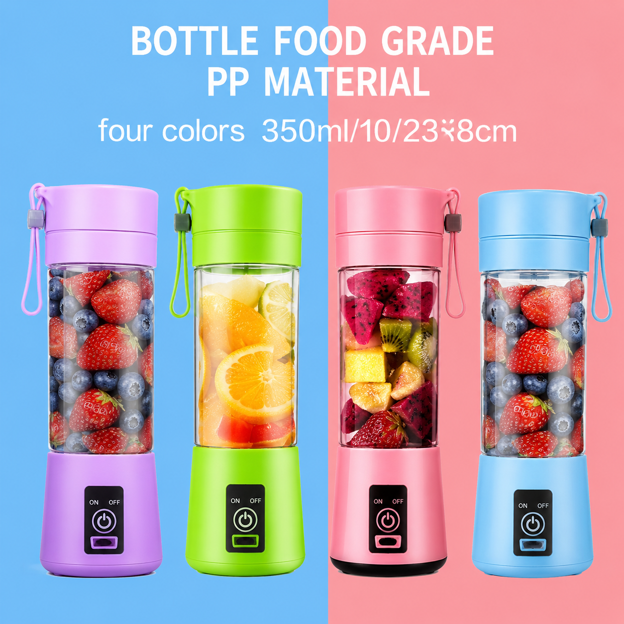Gadget Wala USB Rechargeable Portable Juicer Blender Bottle for Smoothies, Shakes, Fresh Juice & Baby Food – Mini Travel Mixer with Powerful Blades