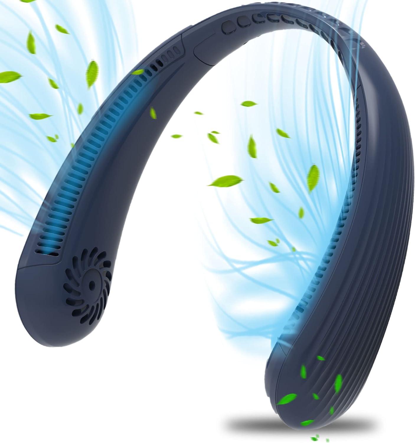 Portable Hanging Neck Fan | Mini Neck Fan | 3-Speed Hands-Free Personal Fan | Rechargeable Wearable Fan